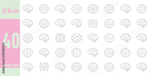 AI BRAIN icon set