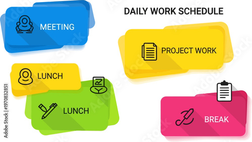 Daily schedule with colorful blocks for time management