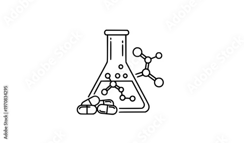 Chemical pharmacology outline icon vector illustration