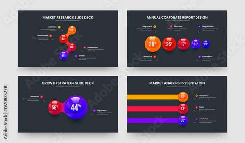 Financial Proposal Four Five Two Three Step Chart Slideshow Design Vector Illustration Set. Educational Growth 4 5 2 3 Option Diagram Slide Template Collection.