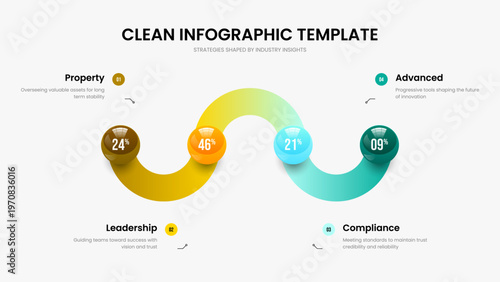 Creative Strategy 4 Option Diagram Frame Design. Minimal Forecast Slide Template Vector Illustration. Investor Campaign Four Element Infographic Slideshow Layout.