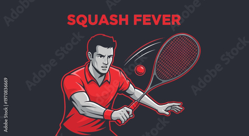Squash Athlete in Action Illustration for Sports, Fitness, and Training Content