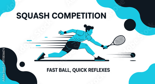Squash Athlete in Action Illustration Depicting Intense Sport Competition Dynamism