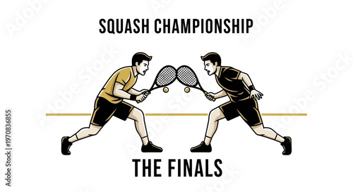 Squash Championship Final Illustration Showing Two Players Facing Off In Tournament Competition