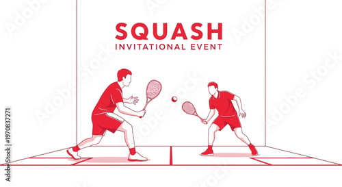 Squash Invitational Event Illustration Depicting Players in Active Sport Competition