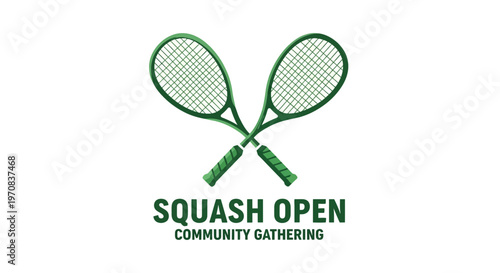 Squash Open Community Event Featuring Crossed Rackets And A Vibrant Sport Logo