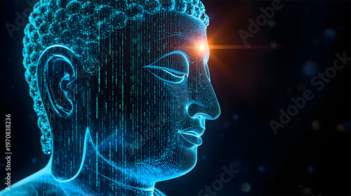 portrait of digital lord buddha