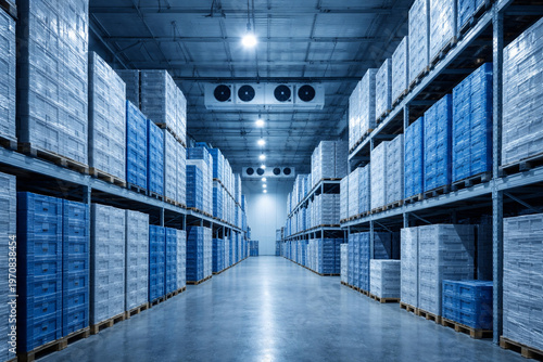 Cold Storage Warehouse Interior Logistics Supply Chain Background