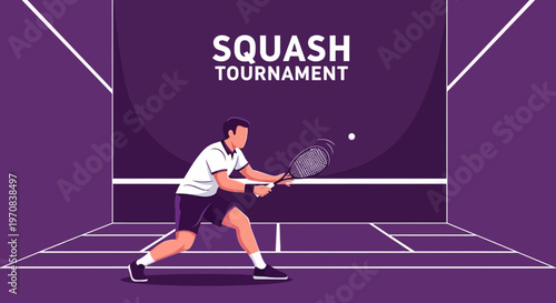 Squash Tournament Action Depicted In A Modern Simplified Illustration Style