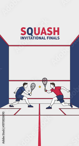 Squash Tournament Finalists Displaying Competitive Play in The Invitational, Action and Strategy