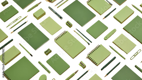 Modern geometric pattern with green and white intersecting lines and shapes Vector