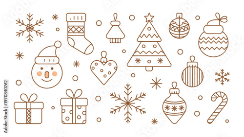 Colorful collection of various traditional and modern holiday ornaments and symbols Vector