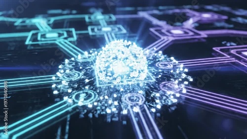 Wallpaper Mural Technology AI agent workflow automation diagram with digital process flow chart and futuristic interface scene 1 distortion, overlay, glitch, static noise, scan lines on black background, 4k animated Torontodigital.ca