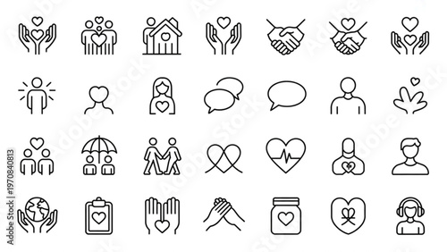 Collection of diverse icons depicting various human activities and professions Vector