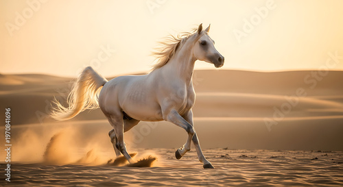 Wallpaper Mural A white horse running through a dusty field Torontodigital.ca