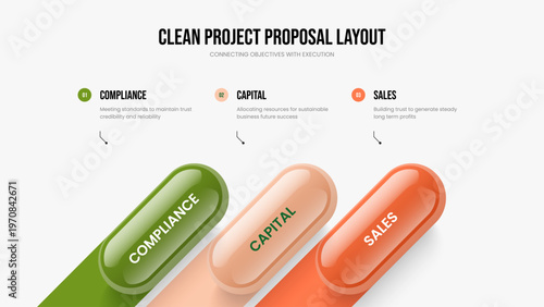 Modern Review Three Option Infographic Slideshow Template. Business Visualization 3 Step Diagram Presentation Layout. Digital Growth Frame Design Vector Illustration.