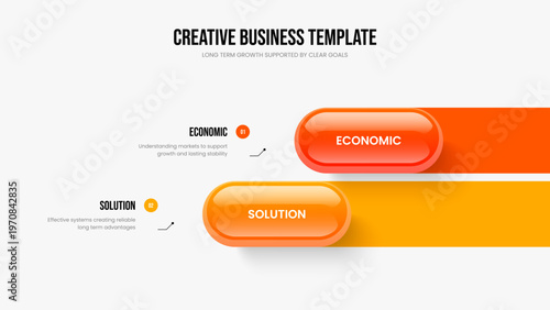 Marketing Analysis Two Element Diagram Presentation Layout. Investor Introduction Slideshow Design Vector Illustration. Product Forecast 2 Option Infographic Slide Template.