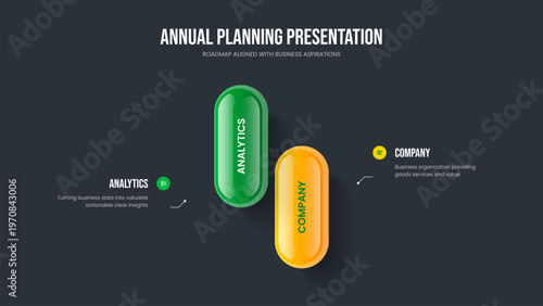 Marketing Introduction 2 Element Infographic Slide Design. Product Proposal Presentation Layout Vector Illustration. Project Overview Two Option Diagram Frame Template.