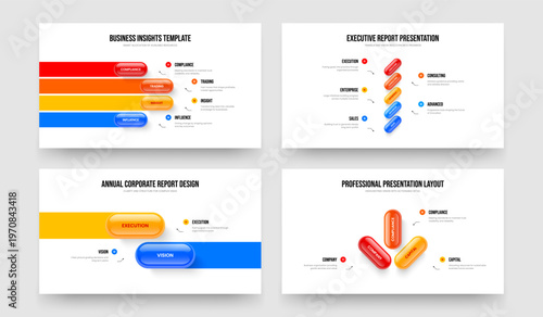 Product Strategy Four Five Two Three Option Infographic Presentation Layout Vector Illustration Bundle. Sales Overview 4 5 2 3 Element Diagram Frame Template Set.