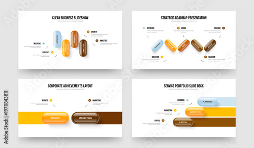 Advertising Introduction Four Five Two Three Element Infographic Frame Template Vector Illustration Bundle. Sales Plan 4 5 2 3 Option Diagram Presentation Design Collection.