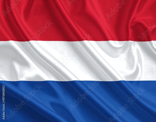 A red, white, and blue horizontal striped fabric with wavy folds