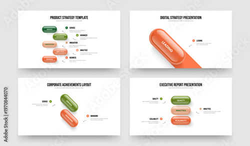 Sales Solution Five One Two Three Element Diagram Slide Design Vector Illustration Bundle. Advertising Portfolio 5 1 2 3 Step Infographic Presentation Layout Collection.