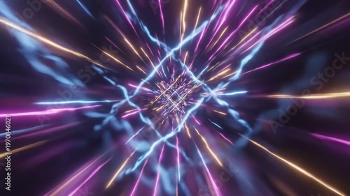 Wallpaper Mural Transport Seamless looping animation of colorful diagonal lines creating a vibrant and dynamic visual scene 3 with distortion, overlay, glitch, static noise, scan on black background, 4k animated Torontodigital.ca