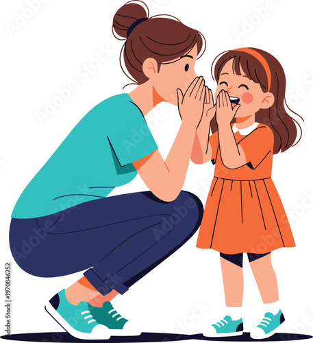 Mother comforting crying child vector illustration cartoon parent supporting daughter with empathy care love and emotional bonding concept design