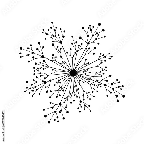 Black Dandelion Seed Head Illustration.