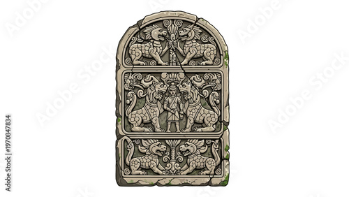 Ancient stone relief sculpture.