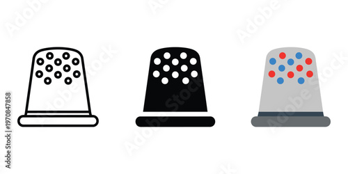 Three colorful thimbles isolated on transparent background