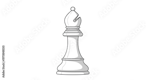 White chess bishop piece isolated on a plain background representing strategic planning and intellectual games.