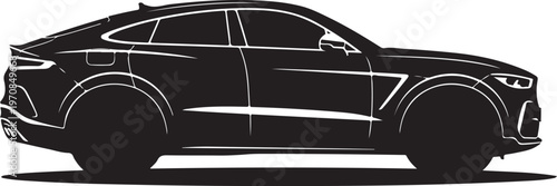 Black SUV, modern car, vehicle silhouette, automotive illustration, side view