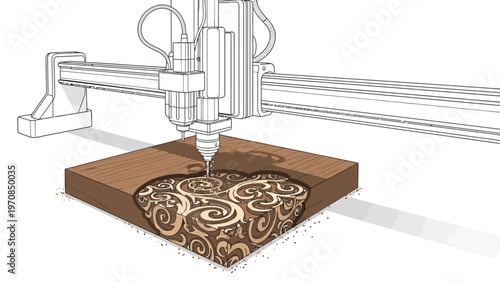 3D Printer Creating Wooden Design.