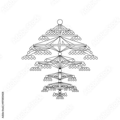 Detailed wireframe Christmas tree ornament design.