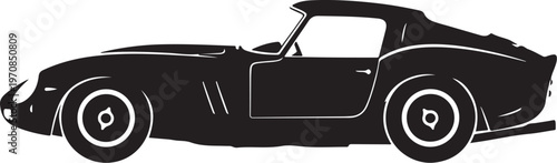 Black sports car, vector silhouette, convertible, automotive icon