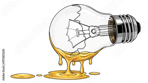 Broken Light Bulb Leaking Oil.