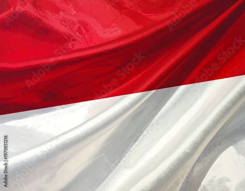 A red and white fabric with smooth folds