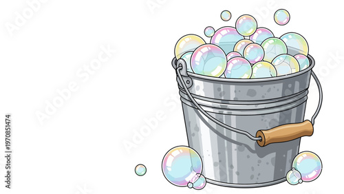 Bubbles in Metal Bucket.