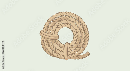 Coiled Rope Illustration - Natural Fibers, Nautical, Western, Outdoor Adventure