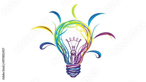 Colorful Light Bulb Illustration.