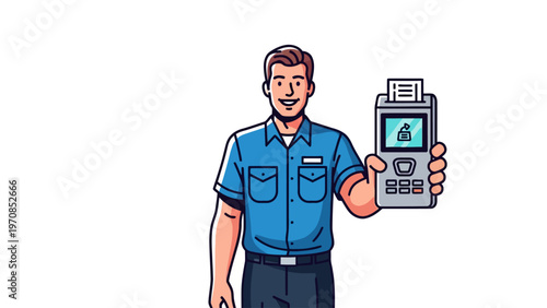 Delivery Man Holding Device.