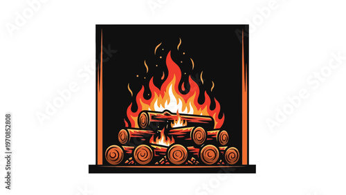 Electric Fireplace with Flames.