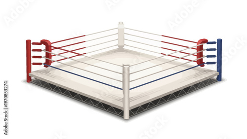 Empty Boxing Ring Scene.