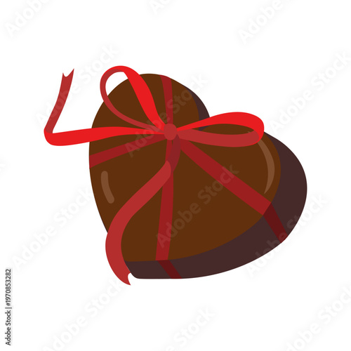 Heart Chocolate with Ribbon Gift Sweet Dessert Illustration