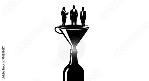 Business people networking connections teamwork on a funnel