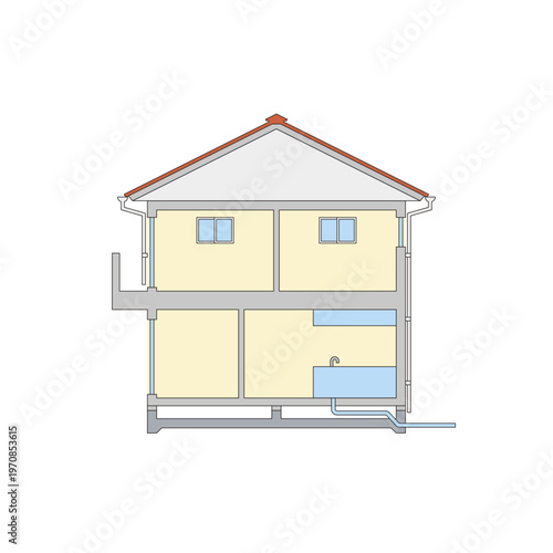 Cross Section Illustration of a Detached House