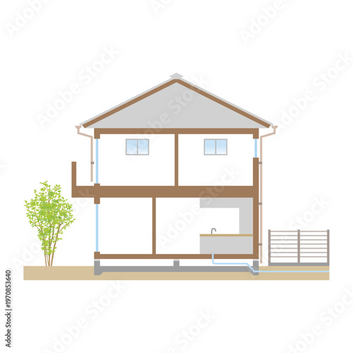 Cross Section Illustration of a Detached House