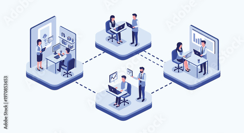 Remote teamwork, business collaboration, office communication, virtual meeting vector