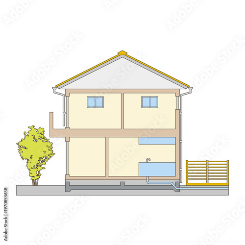 Cross Section Illustration of a Detached House
